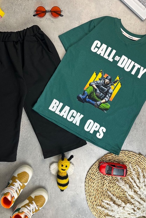142 تیشرت شلوارک جیب دار پسرانه طرح CALL OF DUTY - Image 1